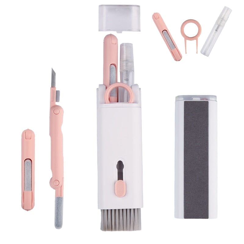Escova de Limpeza para Teclado Celular e Mais - Cyber 7 em 1 Acessórios Direct Ofertas Kit Rosa